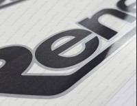 Renegade Boat Logo Silver/Black Decal Set of 2 x 18"